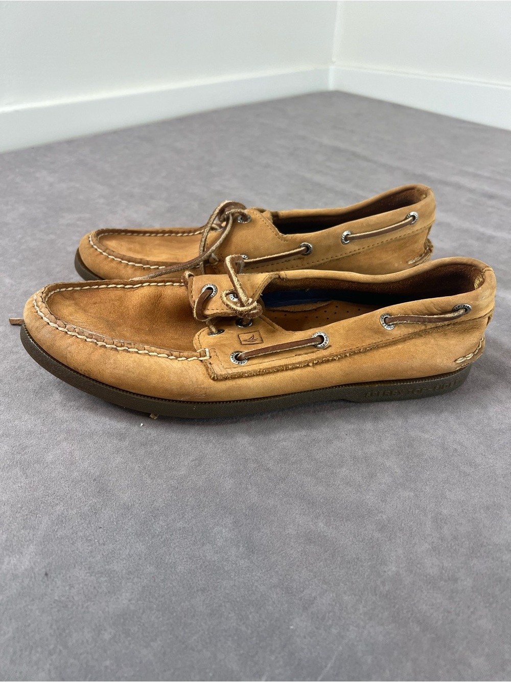 Sperry Tan/Light Brown Leather Moc Toe Boat Shoes
